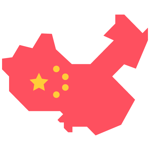 Ilustración vectorial en estilo plano del mapa de China que incorpora el diseño de su bandera nacional.
